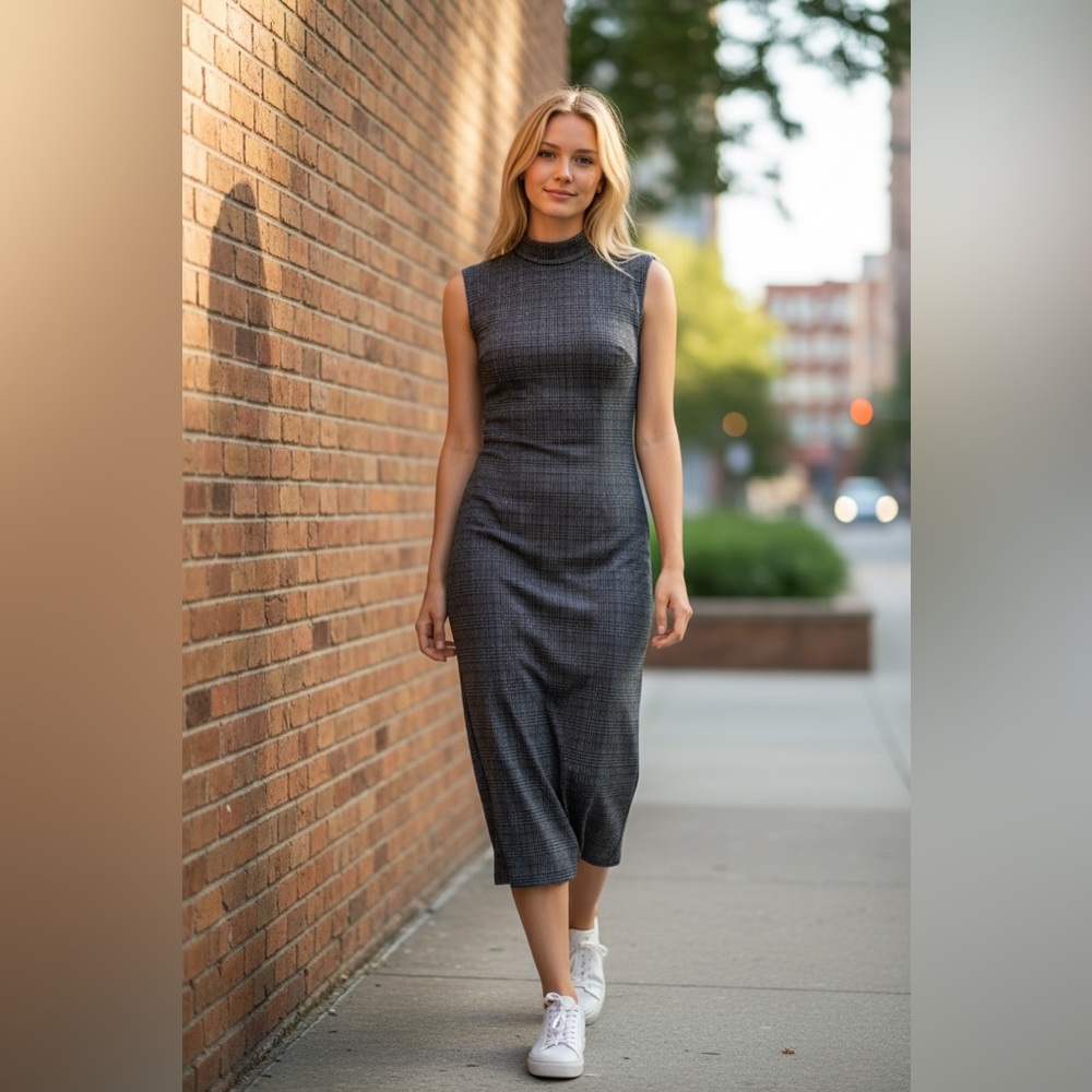 HALARA Charcoal Sleeveless Midi Dress Activewear